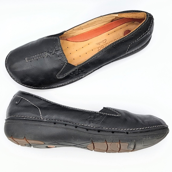 Clarks Unstructured Soft Black Leather Slip-on Loafer Size 9W - Picture 4 of 15